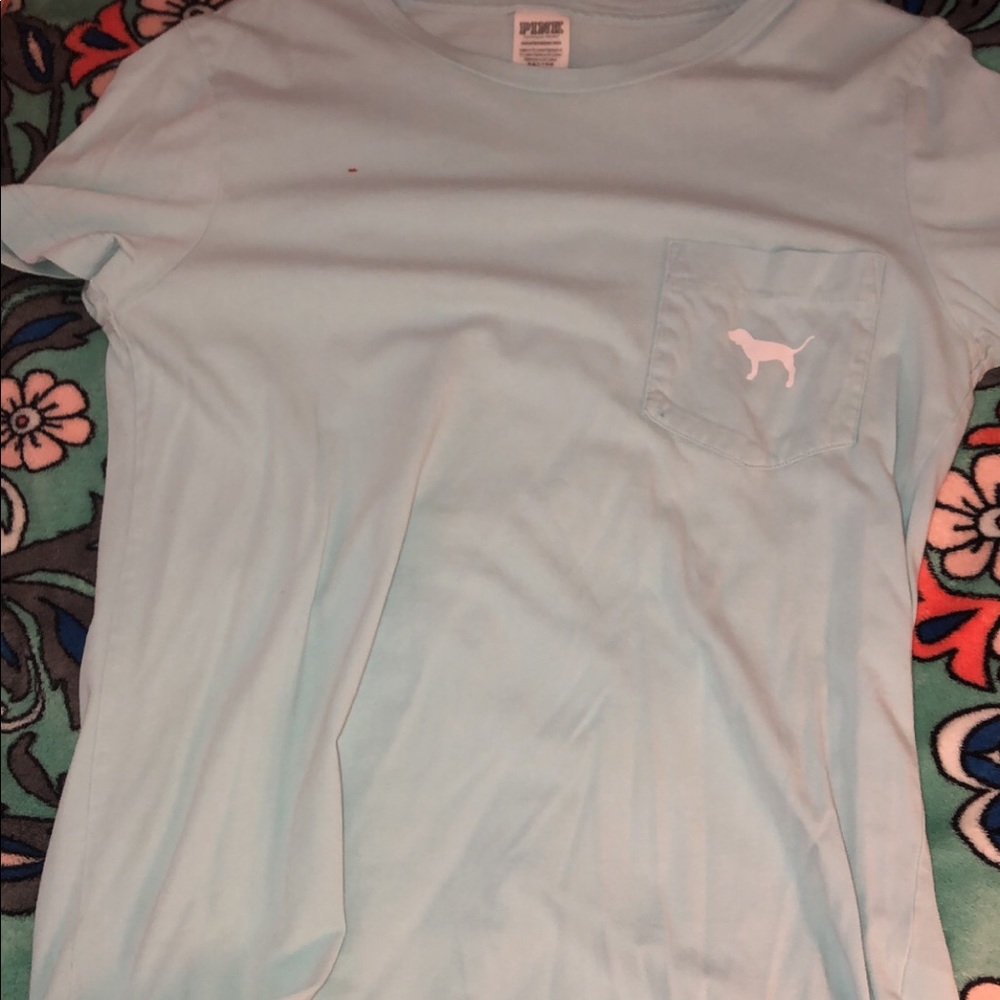 Pink Victoria Secret blue shirt